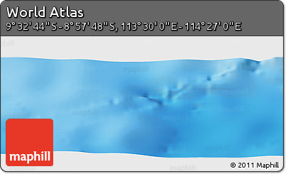 Shaded Relief Panoramic Map of the Area around 9° 15' 16" S, 113° 58' 29" E