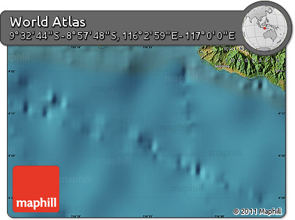 Satellite Map of the Area around 9° 15' 16" S, 116° 31' 30" E
