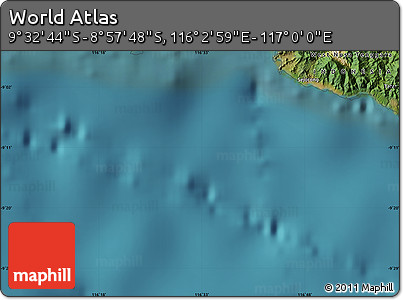 Satellite Map of the Area around 9° 15' 16" S, 116° 31' 30" E