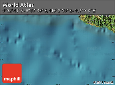 Satellite Map of the Area around 9° 15' 16" S, 116° 31' 30" E