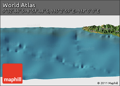 Satellite Panoramic Map of the Area around 9° 15' 16" S, 116° 31' 30" E