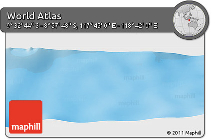 Physical Panoramic Map of the Area around 9° 15' 16" S, 118° 13' 29" E