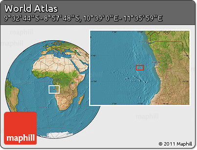 Satellite Location Map of the Area around 9° 15' 16" S, 11° 7' 30" E