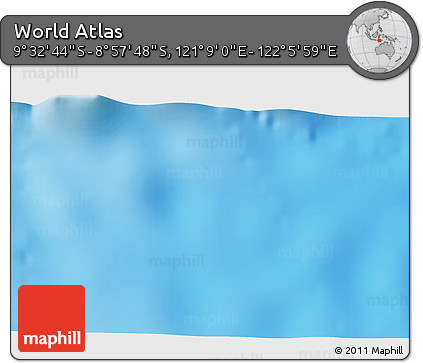 Physical 3D Map of the Area around 9° 15' 16" S, 121° 37' 30" E
