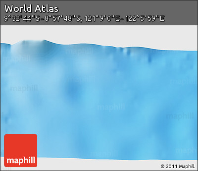 Physical 3D Map of the Area around 9° 15' 16" S, 121° 37' 30" E