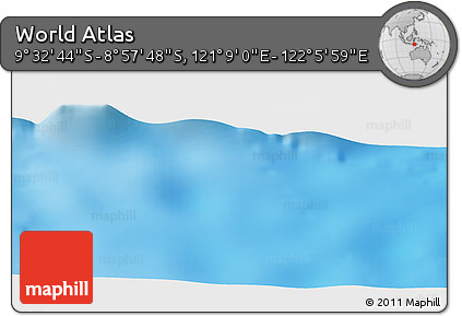 Physical Panoramic Map of the Area around 9° 15' 16" S, 121° 37' 30" E