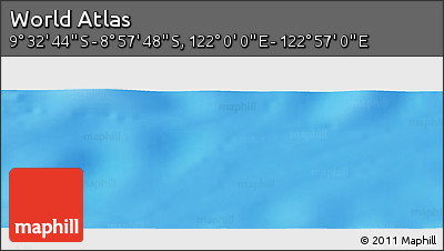 Physical Panoramic Map of the Area around 9° 15' 16" S, 122° 28' 29" E