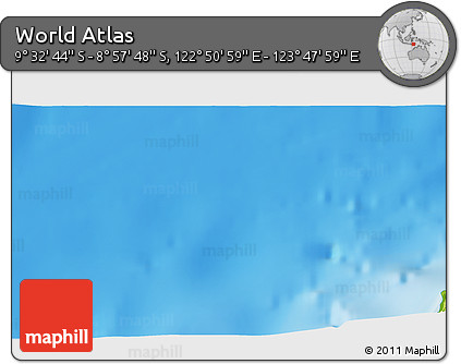Physical 3D Map of the Area around 9° 15' 16" S, 123° 19' 29" E