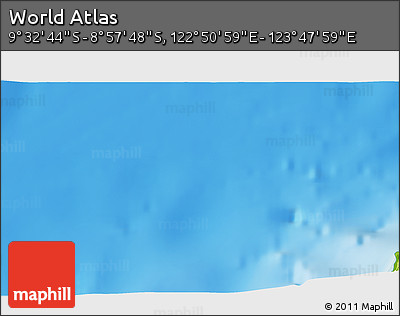 Physical 3D Map of the Area around 9° 15' 16" S, 123° 19' 29" E