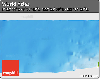 Physical 3D Map of the Area around 9° 15' 16" S, 123° 19' 29" E