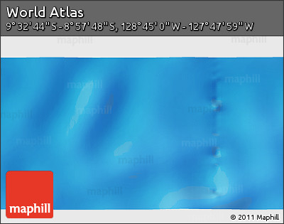 Physical 3D Map of the Area around 9° 15' 16" S, 128° 16' 30" W