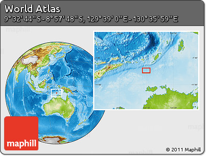 Physical Location Map of the Area around 9° 15' 16" S, 130° 7' 30" E