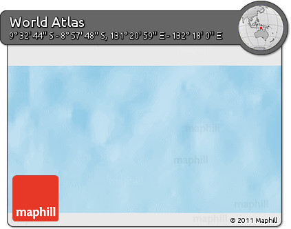 Physical 3D Map of the Area around 9° 15' 16" S, 131° 49' 29" E