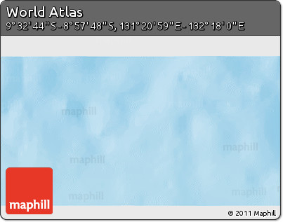 Physical 3D Map of the Area around 9° 15' 16" S, 131° 49' 29" E