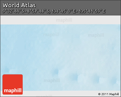 Physical 3D Map of the Area around 9° 15' 16" S, 135° 13' 29" E