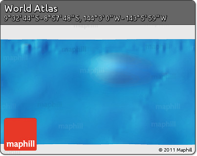 Physical 3D Map of the Area around 9° 15' 16" S, 143° 34' 29" W