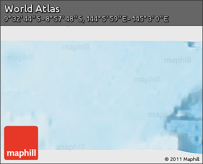 Physical 3D Map of the Area around 9° 15' 16" S, 144° 34' 29" E