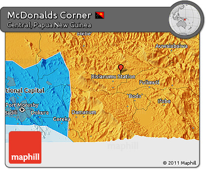 Political 3D Map of McDonalds Corner