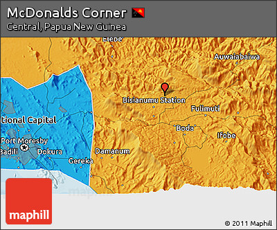 Political 3D Map of McDonalds Corner