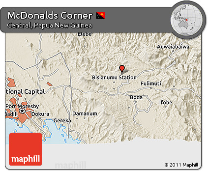 Shaded Relief 3D Map of McDonalds Corner