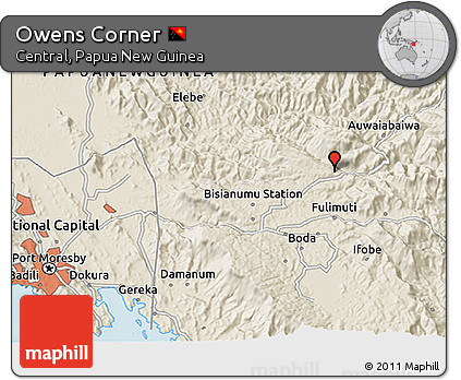 Shaded Relief 3D Map of Owens Corner