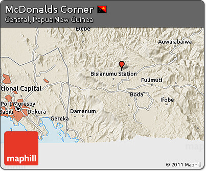 Shaded Relief 3D Map of McDonalds Corner