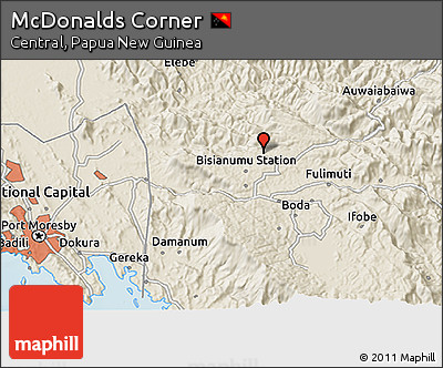 Shaded Relief 3D Map of McDonalds Corner