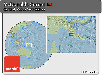 Savanna Style Location Map of McDonalds Corner, hill shading