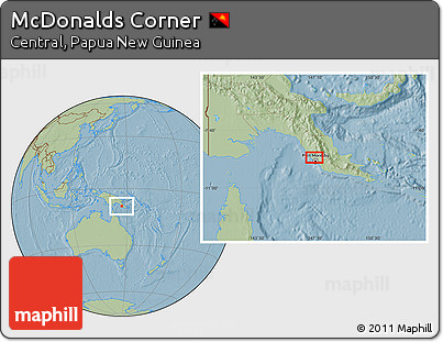 Savanna Style Location Map of McDonalds Corner, hill shading