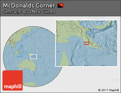 Savanna Style Location Map of McDonalds Corner, hill shading