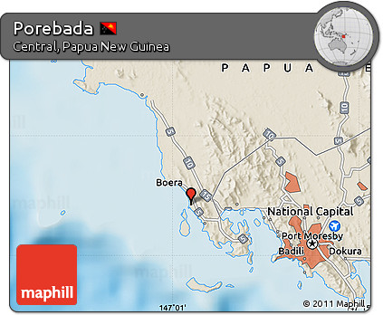 Shaded Relief Map of Porebada