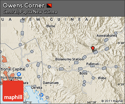 Shaded Relief Map of Owens Corner