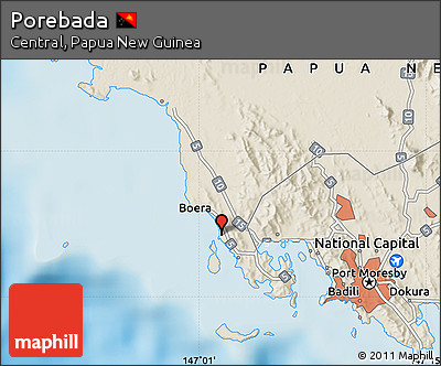 Shaded Relief Map of Porebada
