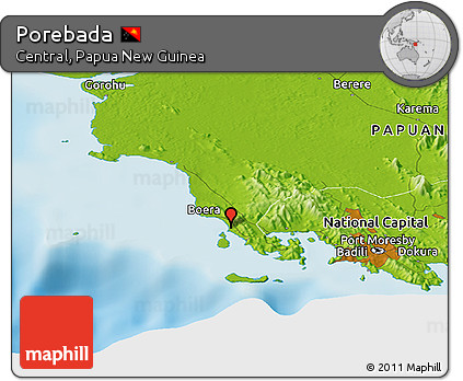 Physical Panoramic Map of Porebada