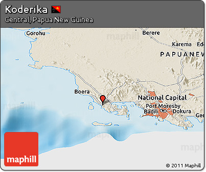 Shaded Relief Panoramic Map of Koderika
