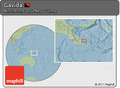 Savanna Style Location Map of Gavida, hill shading