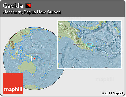 Savanna Style Location Map of Gavida, hill shading