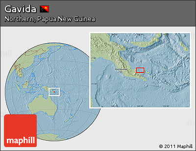 Savanna Style Location Map of Gavida, hill shading
