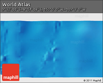 Physical 3D Map of the Area around 9° 15' 16" S, 149° 31' 30" W
