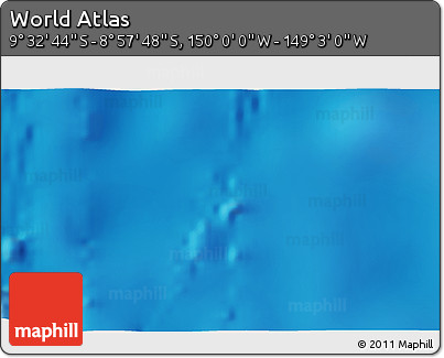 Physical 3D Map of the Area around 9° 15' 16" S, 149° 31' 30" W