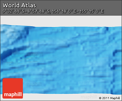 Physical 3D Map of the Area around 9° 15' 16" S, 154° 46' 30" E