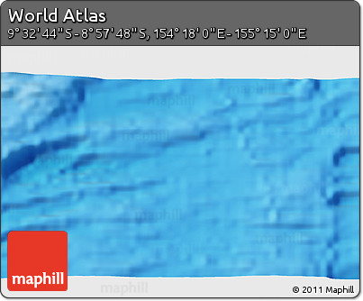 Physical 3D Map of the Area around 9° 15' 16" S, 154° 46' 30" E
