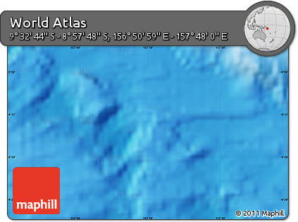 Shaded Relief Map of the Area around 9° 15' 16" S, 157° 19' 29" E