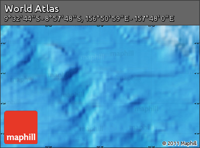 Shaded Relief Map of the Area around 9° 15' 16" S, 157° 19' 29" E