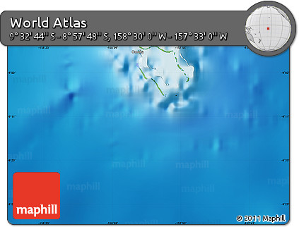 Physical Map of the Area around 9° 15' 16" S, 158° 1' 30" W