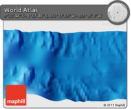 Physical 3D Map of the Area around 9° 15' 16" S, 159° 43' 29" W