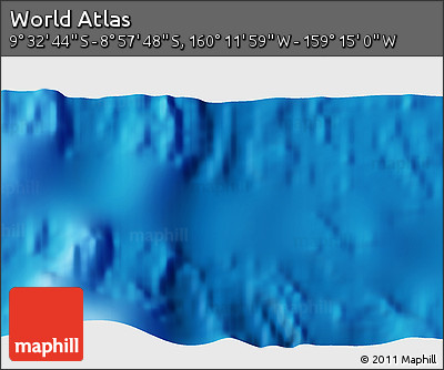 Physical 3D Map of the Area around 9° 15' 16" S, 159° 43' 29" W