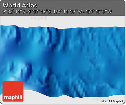 Physical 3D Map of the Area around 9° 15' 16" S, 159° 43' 29" W