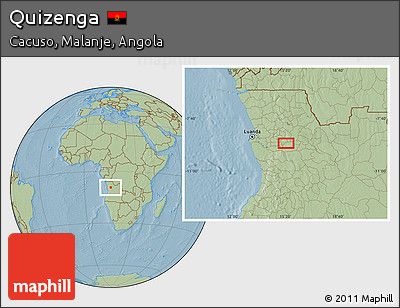 Savanna Style Location Map of Quizenga, hill shading