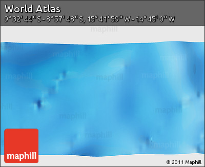 Physical 3D Map of the Area around 9° 15' 16" S, 15° 13' 29" W